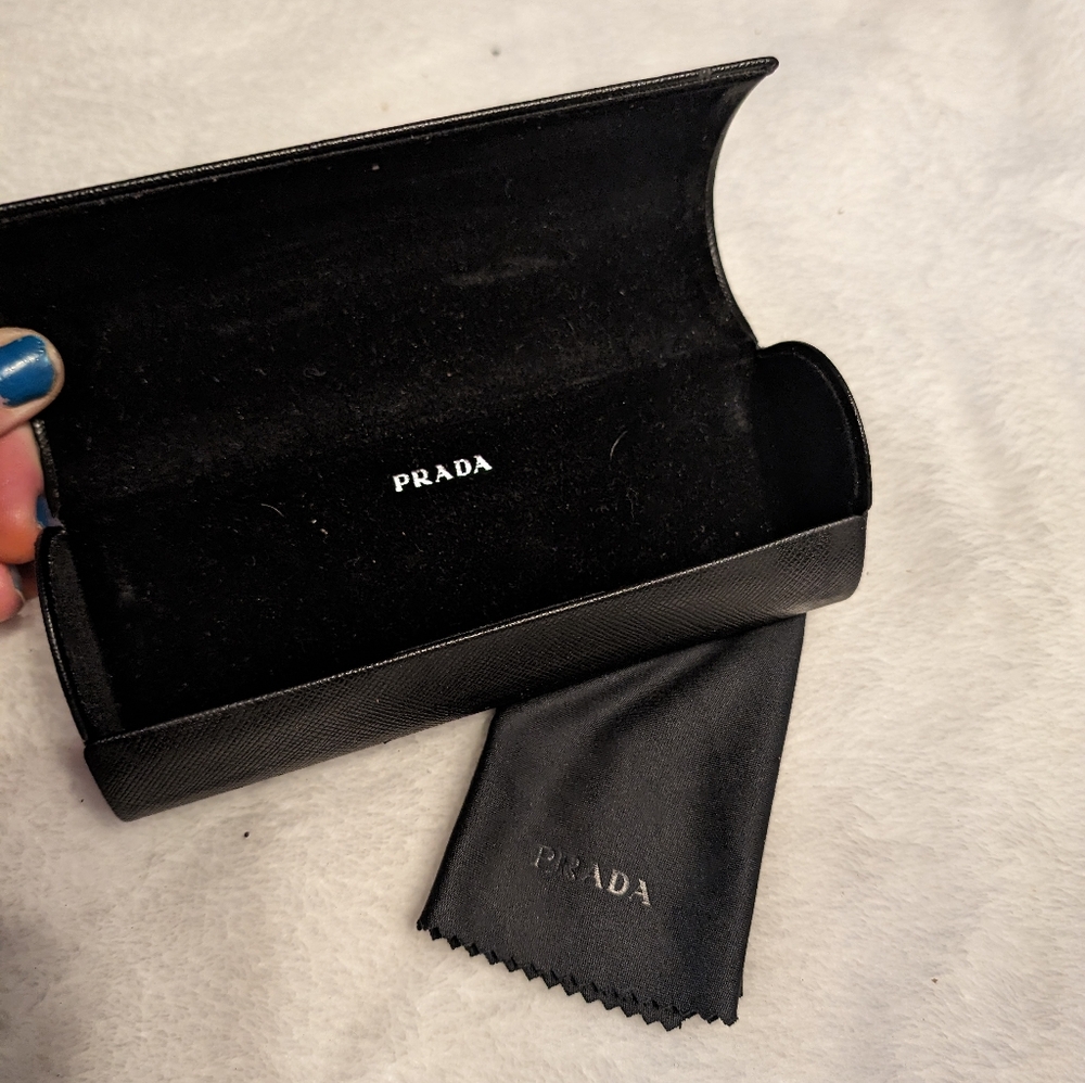 Prada Optical Case Eyeglass Black Hard Box Cloth Magnetic Original and Authentic
